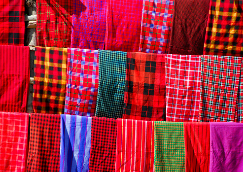 Colorful traditional Masai clothing background.
