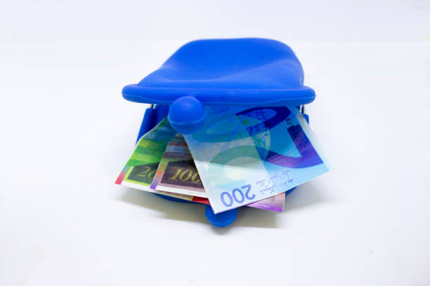 istock Blue purse with fake israel shekels 940610690