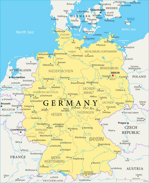карта германии - вектор - denmark france stock illustrations