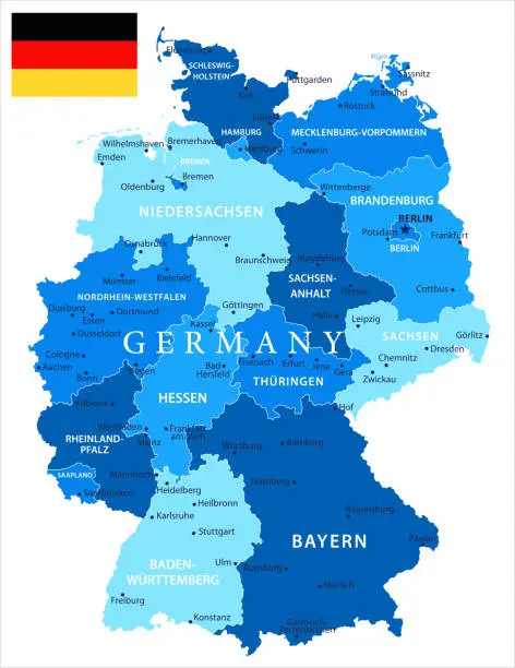 Vector illustration of 04 - Germany - Blue Spot Isolated 10