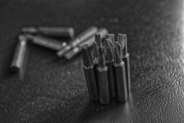 istock Head for screwdriver (bits) on blue background, Tools collection turn-screw 940612214