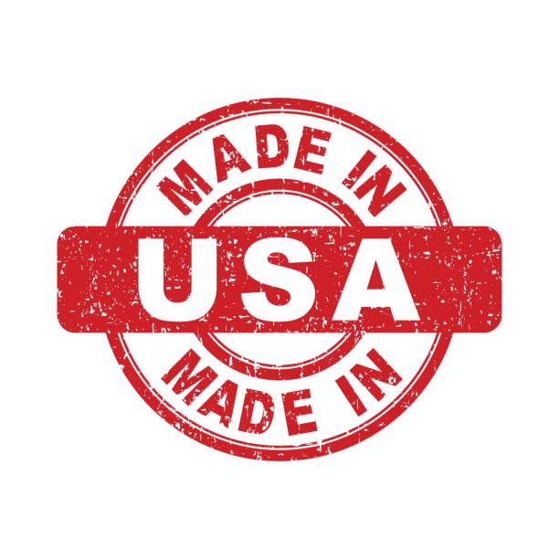 アメリカの赤いスタンプで作った。白の背景にベクトル画像 - made in the usa sign retro revival label点のイラスト素材／クリップアート素材／マンガ素材／アイコン素材