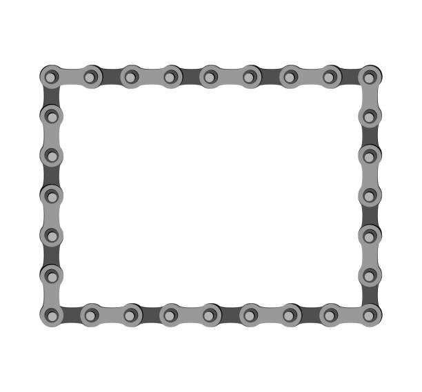 Bicycle chain square frame. Iron frame. Vector illustration Bicycle chain square frame. Iron frame. Vector illustration cycling borders stock illustrations