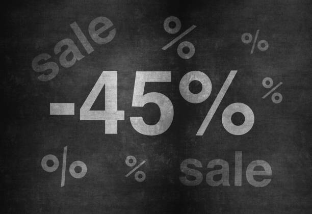istock 45 percent discount. Blackboard with text '45%'. 940655548