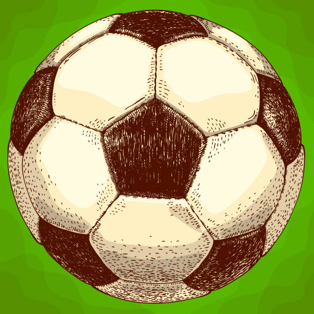 축구 볼의 조각 그림 - soccer ball old leather soccer stock illustrations