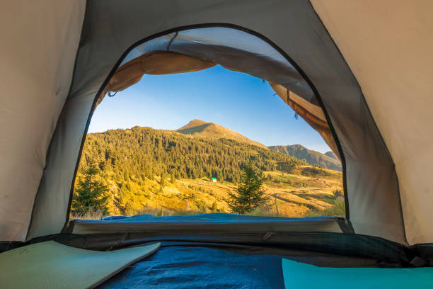 istock View from inside of hikers tourist tent in mountains 940681226