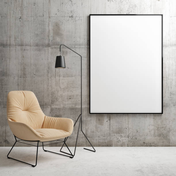istock Mock up poster on concrete wall with  armchair 940681808