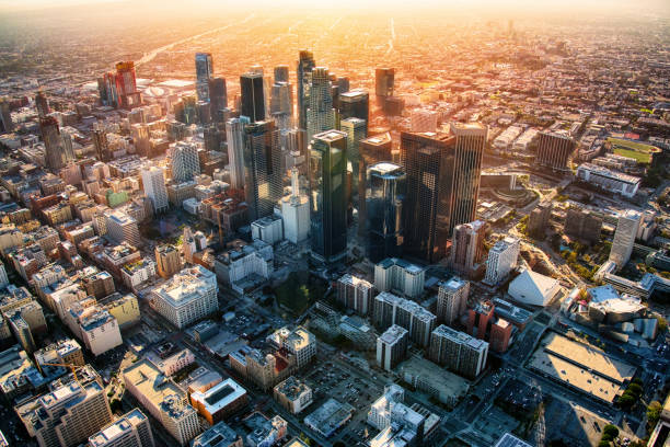 istock Los Angeles Skyline Aerial at Dusk 940685652