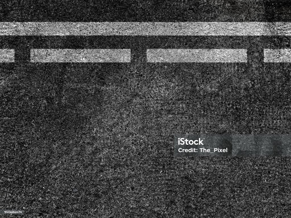 Dotted And Solid Double White Lines On Asphalt Road Stock Photo ...