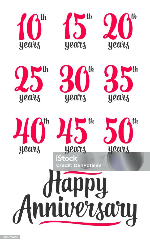 Happy anniversary sign collection. Happy anniversary sign collection. Vector illustration isolated on white background. Anniversary stock vector