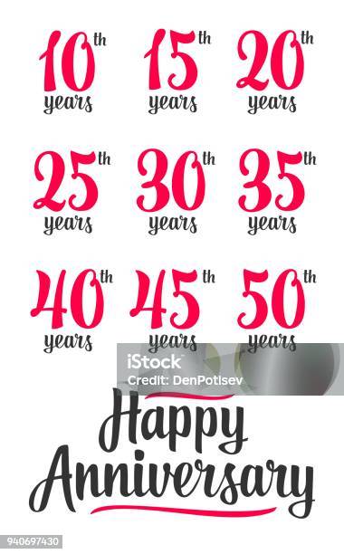 Happy Anniversary Sign Collection Stock Illustration - Download Image Now - Anniversary, Aspirations, Badge
