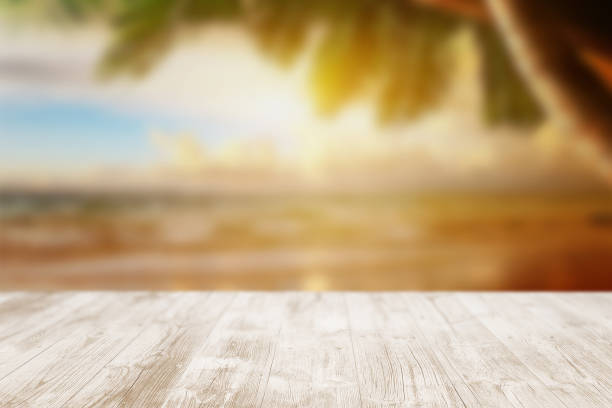 istock Empty wooden terrace on the beach. As stage template to your showcase. 940703794