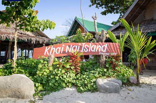 Signboard in on Khai Nai Island, Phang Nga, Krabi, Thailand