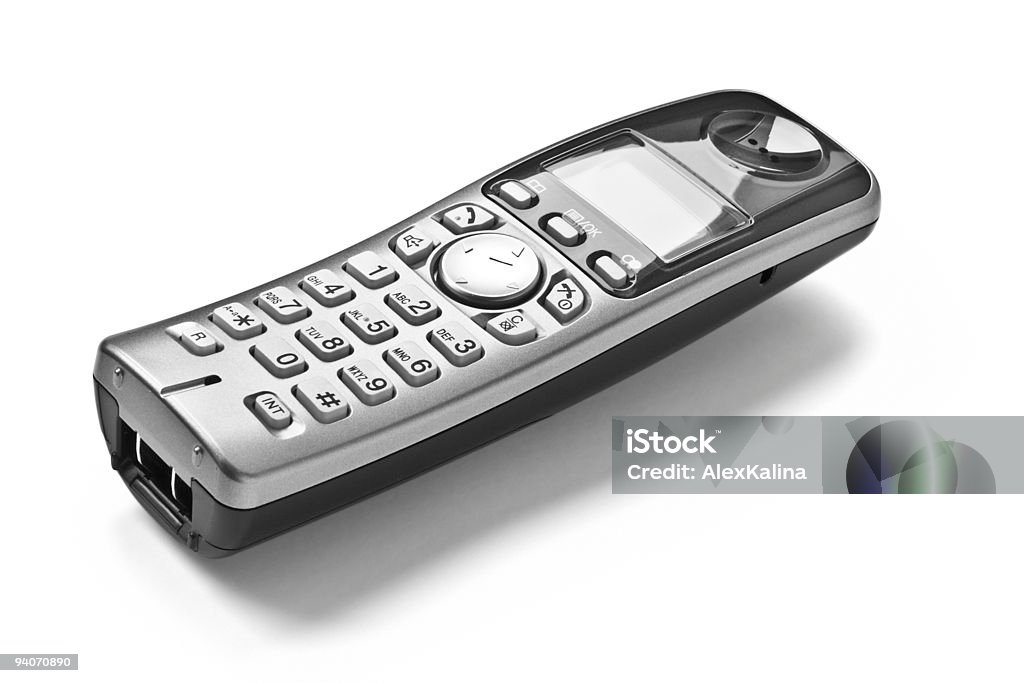 Cordless digital landline phone digital cordless answering system isolated on white Cordless Phone Stock Photo