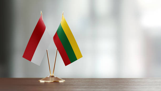 istock Polish And Lithuanian Flag Pair On A Desk Over Defocused Background 940712722