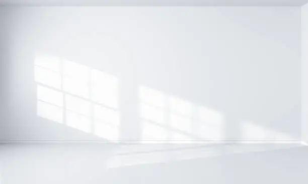 light from window and white room interior, 3D rendering