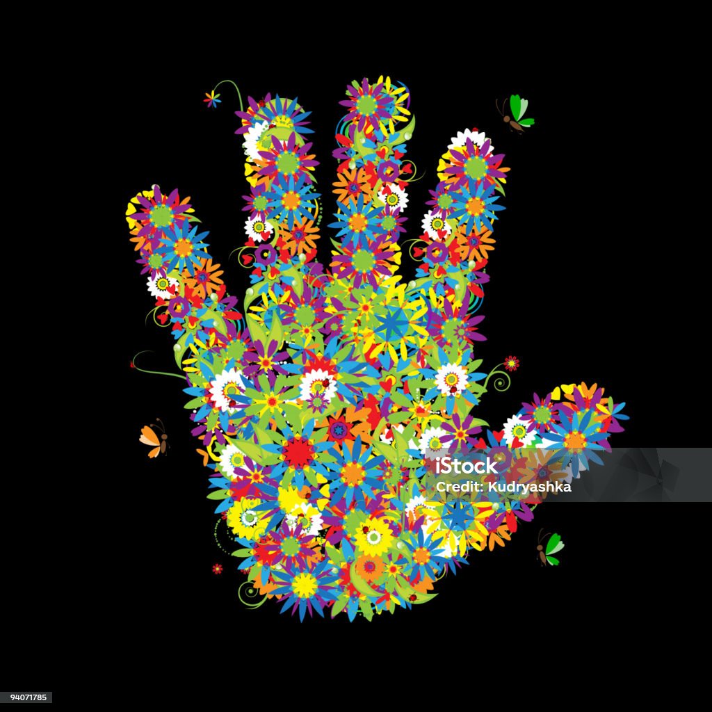 Diseños florales de la mano - arte vectorial de Abstracto libre de derechos