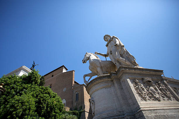 istock Low angle of a statute of a man standing next to equestrian. 94072048