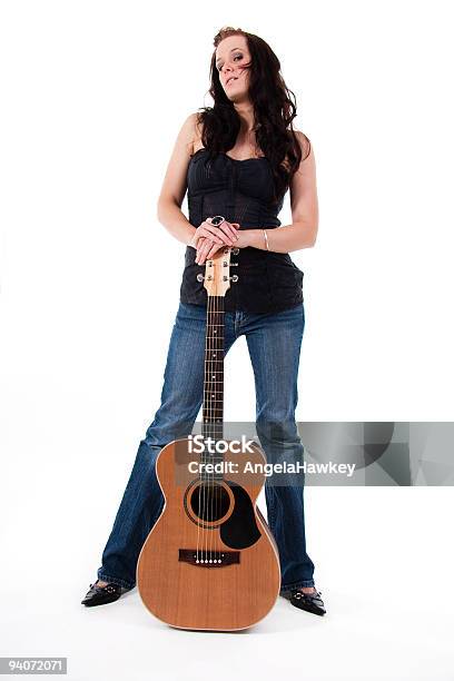 Female Posing With A Guitar Stock Photo - Download Image Now - Adult, Adults Only, Beautiful People