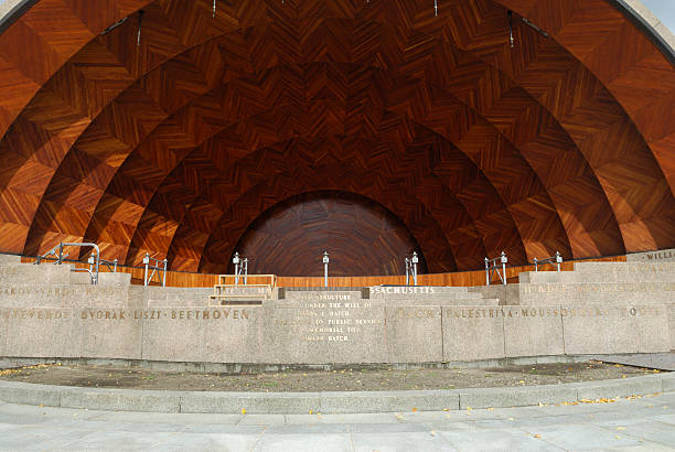 The Hatch Shell, located at Boston's Esplanade stock photo