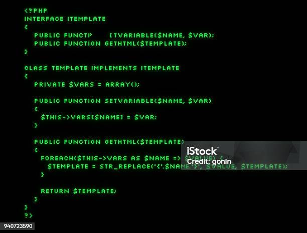 Glowing Green Programming Code Stock Illustration - Download Image Now ...