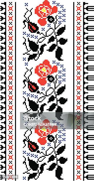 Smallrosecrossstitch 0명에 대한 스톡 벡터 아트 및 기타 이미지 - 0명, 검은색, 꽃 한송이