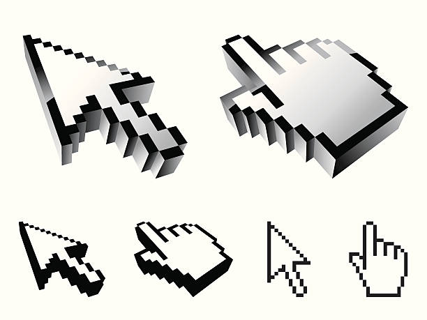 ikony kursora. - cursor arrowhead hyperlink symbol stock illustrations