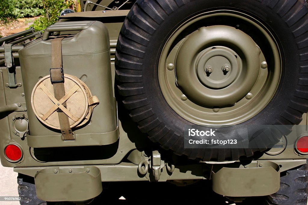 Jeep rear end Rear of a restored WWII military jeep, Ford, GPW.  MORE LIKE THIS... in lightboxes below. 4x4 Stock Photo