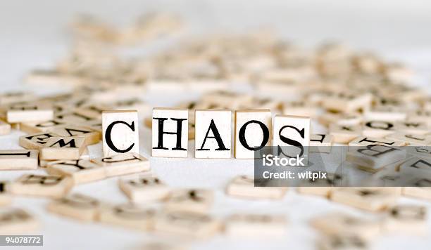 Random Alphabet With The Word Chaos Stock Photo - Download Image Now - Alphabet, Antique, Capital Letter