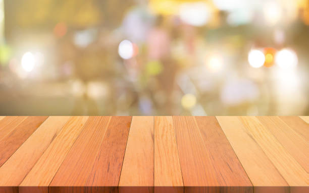 istock Empty top wooden table and abstract blurred background. Natural Pine Wood Texture background 940788338