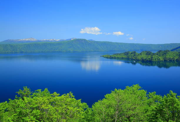 lac de towada vert frais - parc national de towada hachimantai photos et images de collection