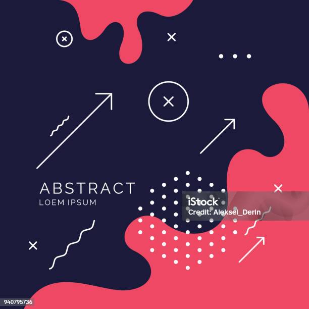 Trendy Abstract Art Geometric Background With Flat Minimalistic Style Vector Poster Stock Illustration - Download Image Now