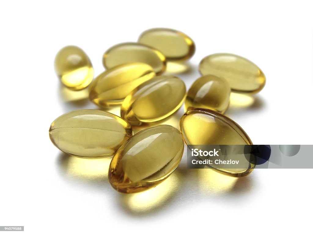 pills of viamin E  Alternative Medicine Stock Photo