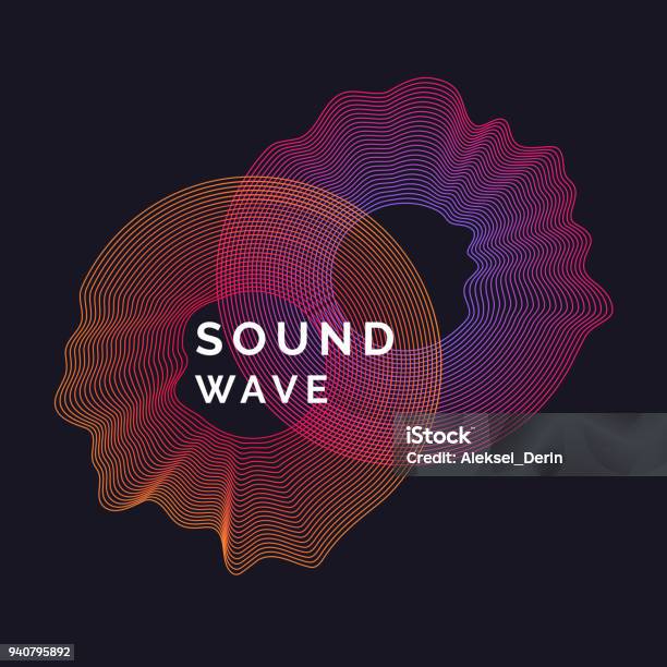 Music Poster Vector Abstract Background With A Colored Dynamic Waves Stock Illustration - Download Image Now