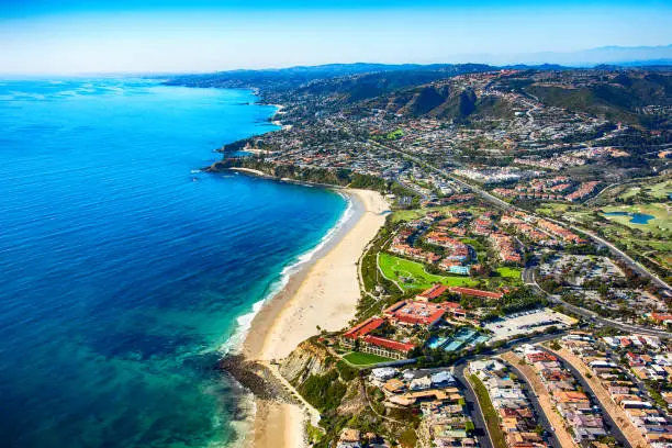 Aerial view of Monarch Beach located in Dana Point, California, in the southern portion of Orange County.
