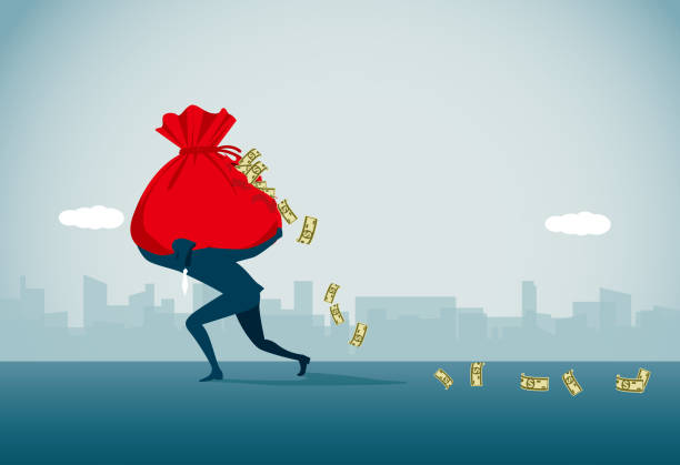 ilustrações de stock, clip art, desenhos animados e ícones de thief - dollar sign money bag bag sack