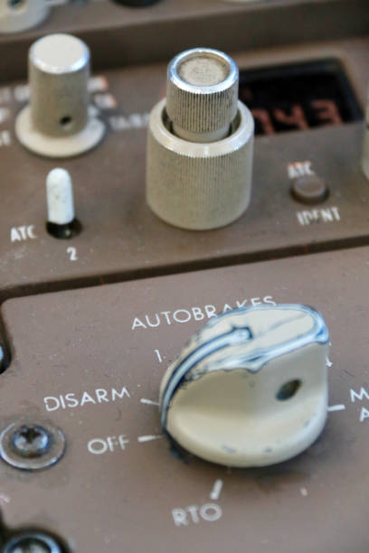 istock Inflight Close-Up of the Autobrakes System on a 747 Flight Deck 940836940