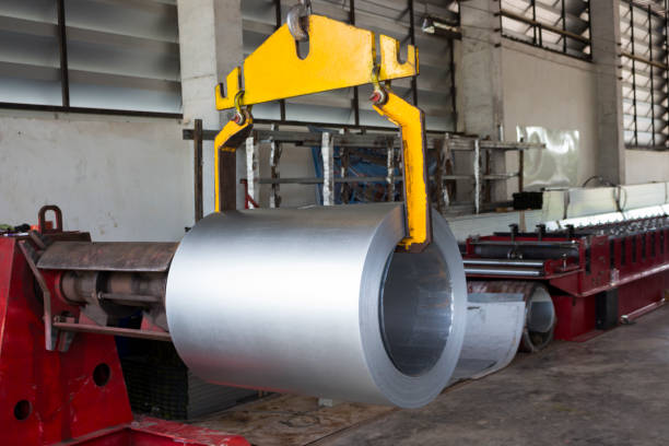 istock Lift Roll metal  sheet by crane 940839788