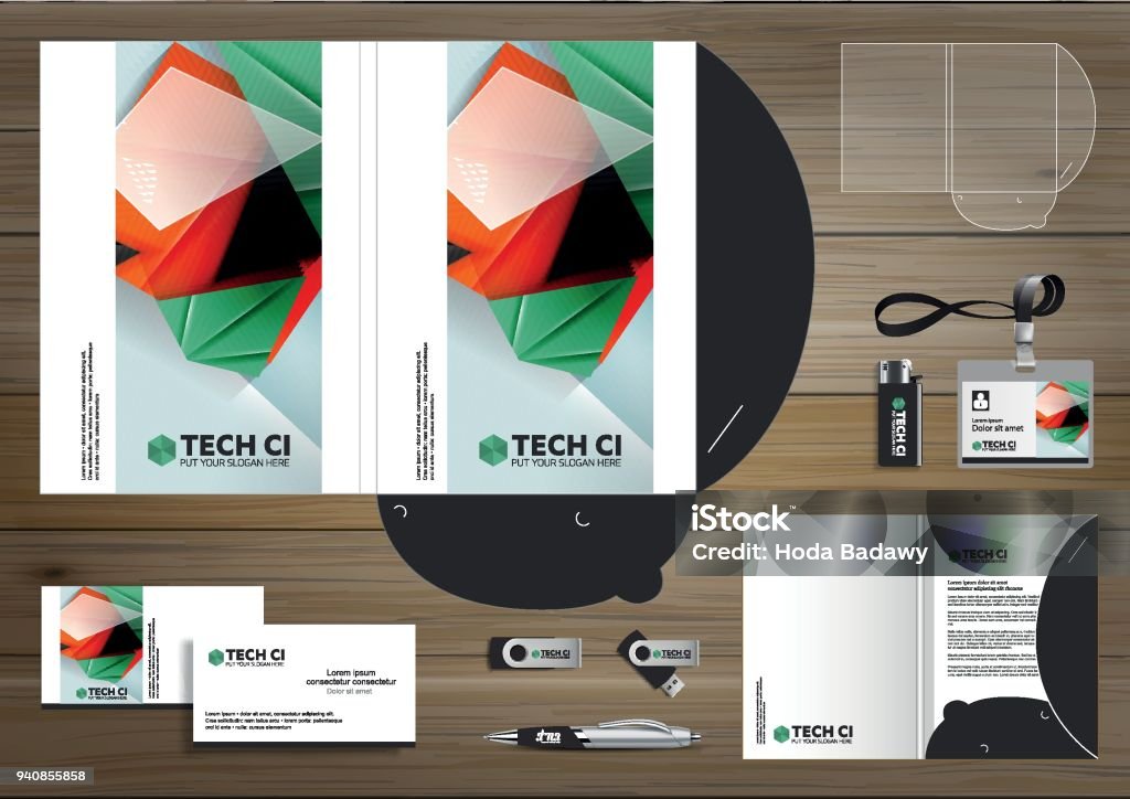 Rectro Tech Folder Design Folder Template Design For Digital Technology Company Element Of ...