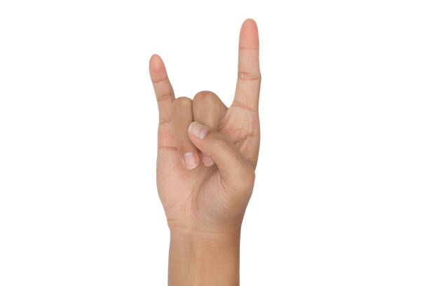 istock symbol hand of rock on white background 940876420