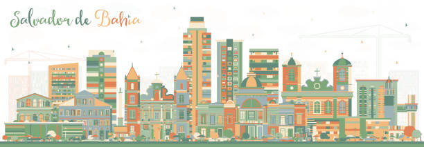 ilustrações, clipart, desenhos animados e ícones de salvador de bahia city skyline com edifícios de cor. - salvador