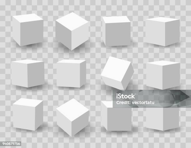 Blanc De Cubes De Modélisation 3d Vecteurs libres de droits et plus d'images vectorielles de Cube - Cube, Forme tridimensionnelle, Boîte