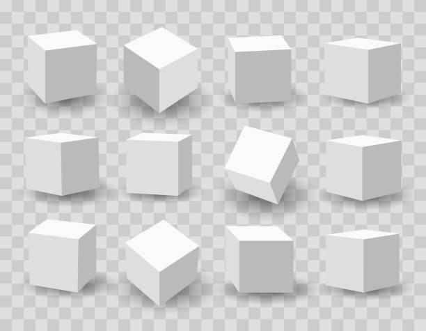 White 3d modeling cubes White blocks. 3d modeling white cubes vector illustration three dimensional stock illustrations
