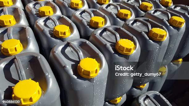 Motor Oil In Plastic Canister Stock Photo - Download Image Now - Canister, Plastic, Gas Can