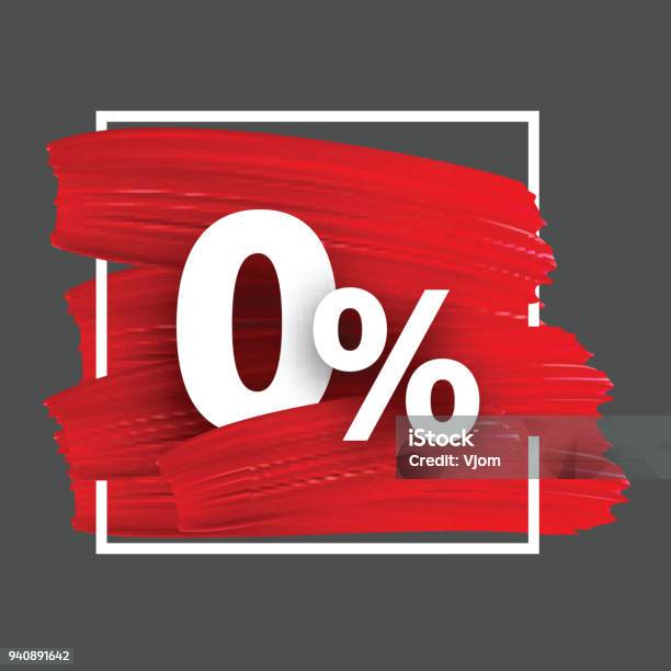 Zero Percent Background With Brush Strokes Stock Illustration - Download Image Now - Zero, Brush Stroke, Percentage Sign