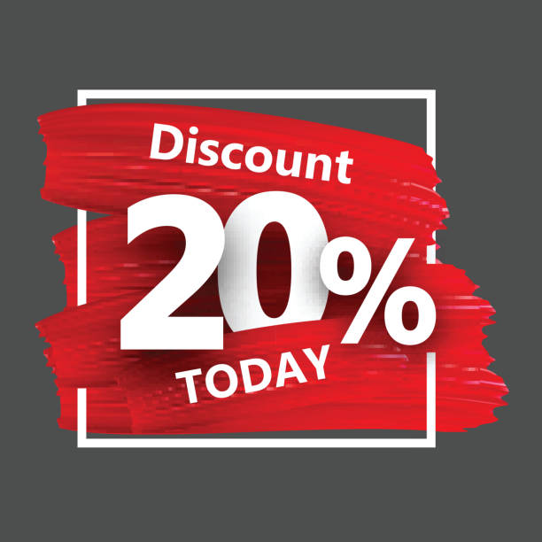 ilustraciones, imágenes clip art, dibujos animados e iconos de stock de descuento 20% fondo con trazos de pincel. - illustration and painting vector merchandise retail