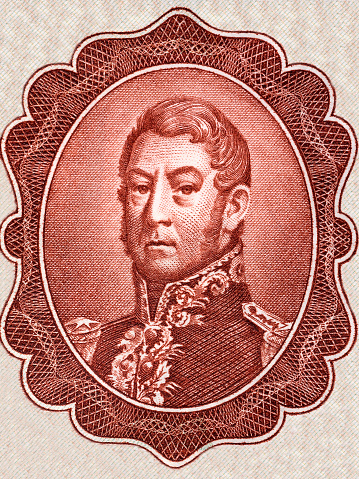 General Jose de San Martin portrait from Argentinian money