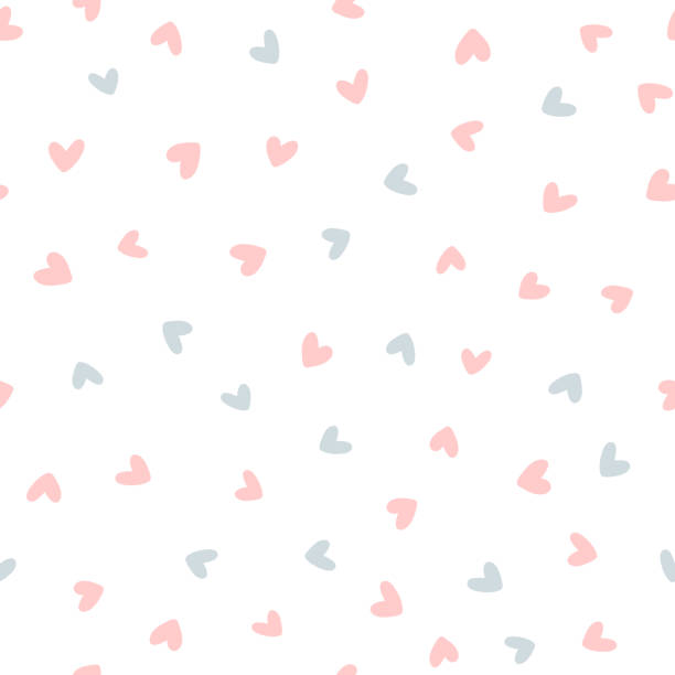 Repeated hearts drawn by hand. Cute seamless pattern. Endless romantic print. vector art illustration