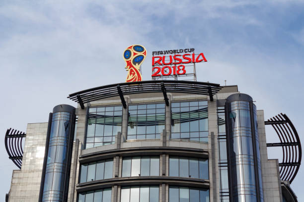 official logo of the fifa world cup russia 2018 - fifa torneio imagens e fotografias de stock