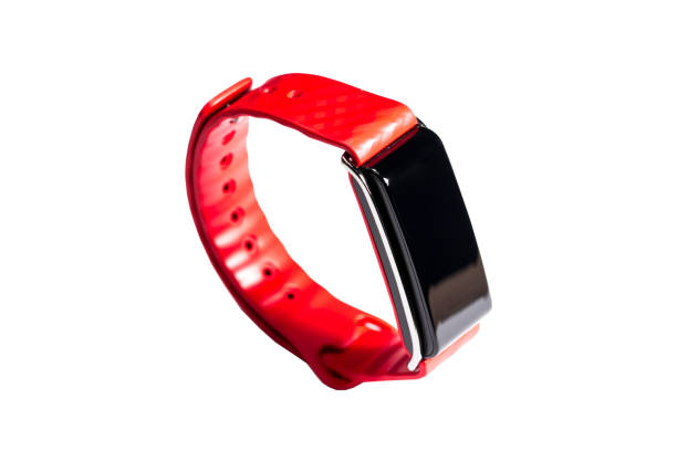 istock Wristwatch isolated on a white background. Watch with red strap, 3D illustration 940910744